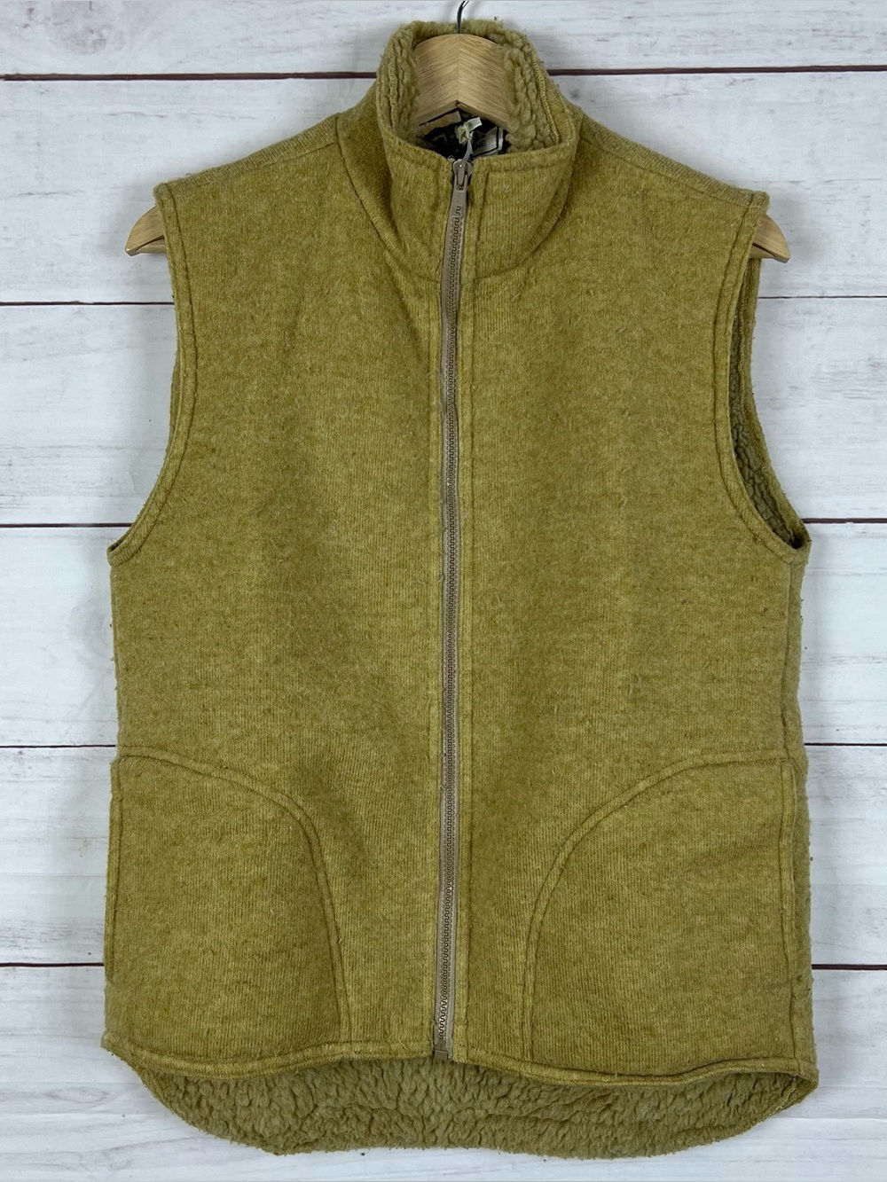 Vintage 70s 80s Patagonia x LL Bean Fleece Vest Deep Pile Oatmeal Small RARE